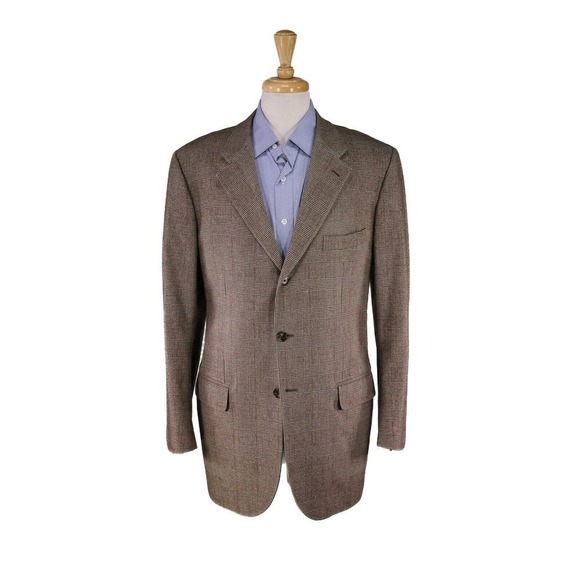 Brooks Brothers Golden Fleece by Isaia Brown Plaid Wool Fleece Blazer 42L - Picture 1 of 10